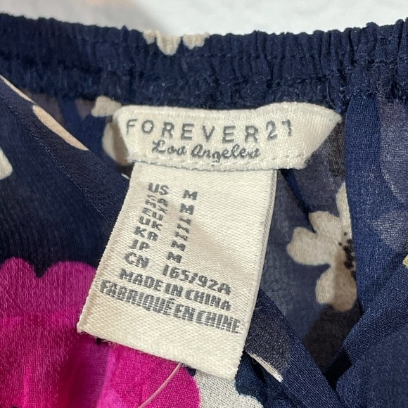 Forever 21 Sheer Babydoll summer flowy top Navy floral New NWT camisole slip top - Picture 3 of 11